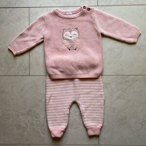 Baby owl sweater set